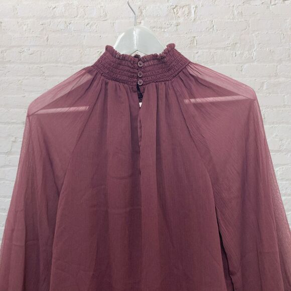 Joie Limited Edition Burgundy Mesh Blouse Size M - Picture 5 of 16